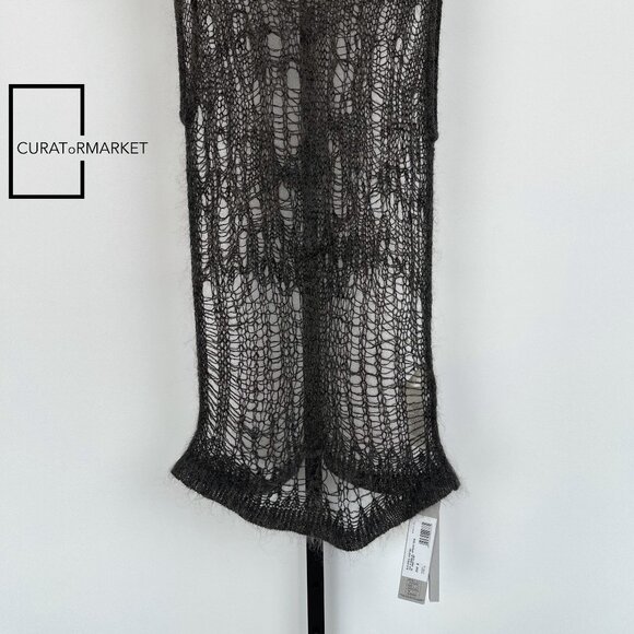 Rick Owens: Wool Blend Dark Dust Hand Knit Spider Tank Top SS24 Lido - Picture 12 of 16